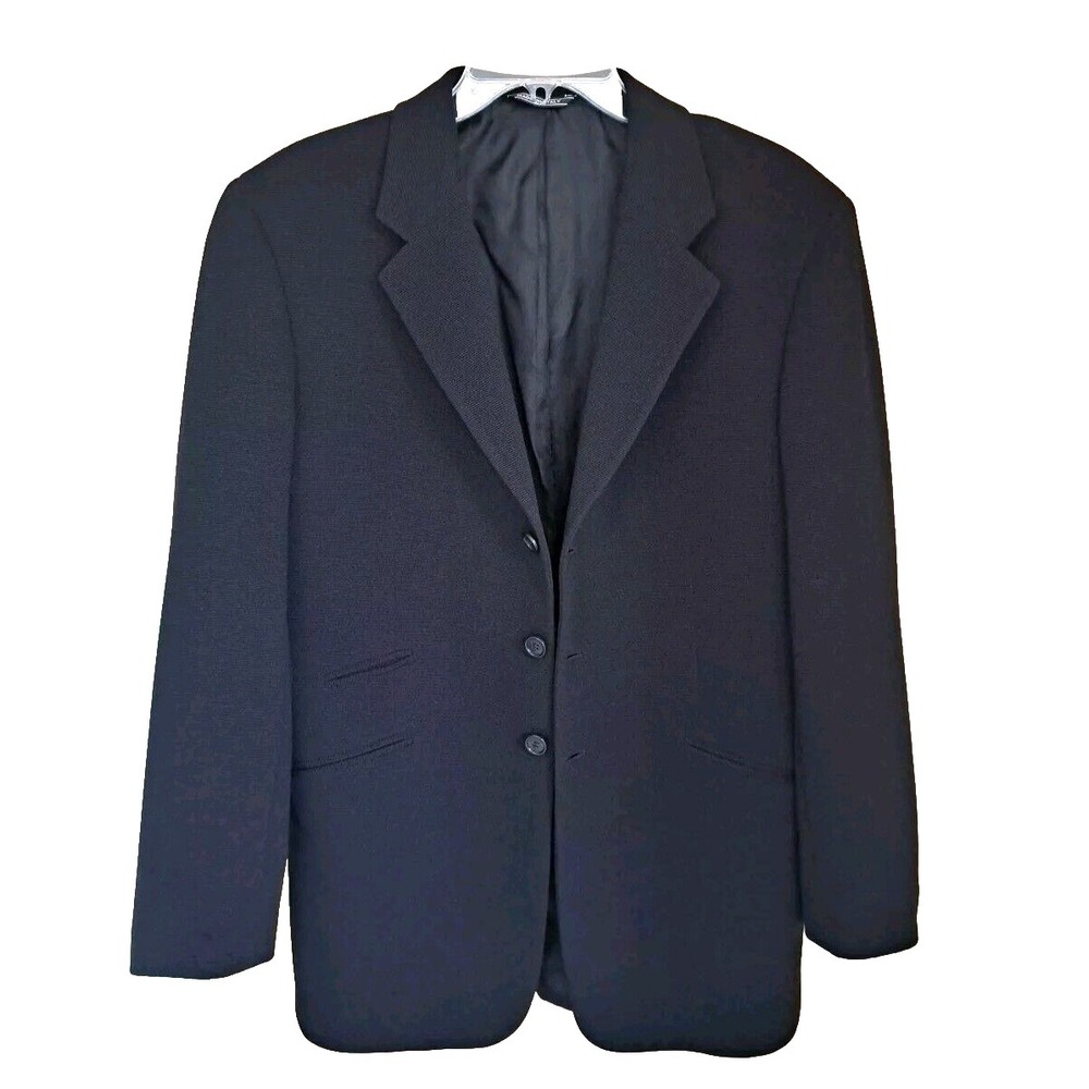 Gene Meyer Sports Coat Men's 40R Black Made in Italy Polyester Blend Double Vent